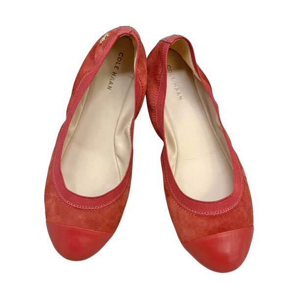 Cole Haan Elbridge Tandori Spice Leather Suede Cap Toe Ballet Flats - Picture 5 of 9